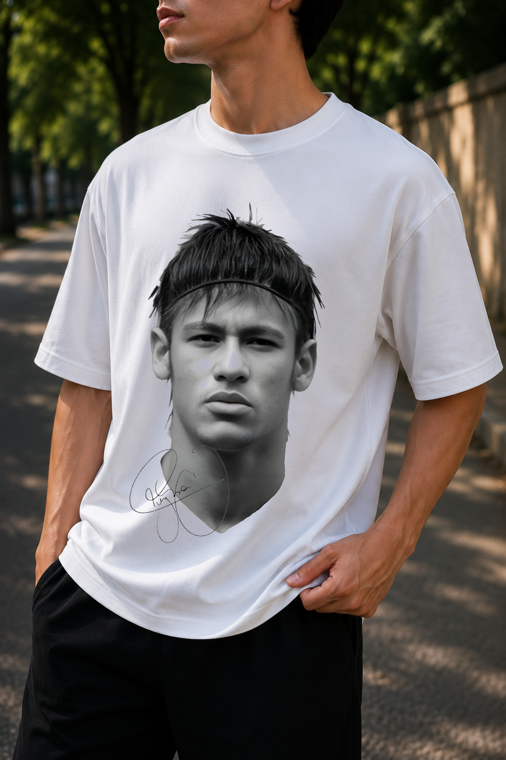 Young Neymar Signature Portrait | Oversized T-Shirt