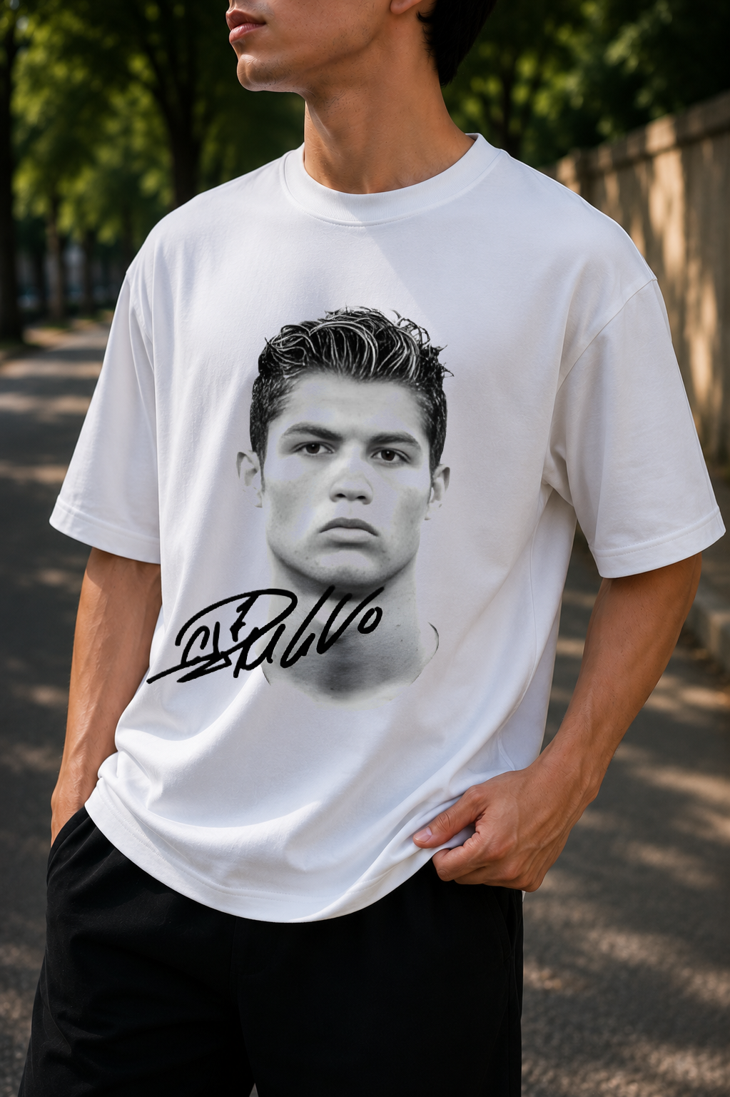 Young Ronaldo Signature Portrait | Oversized T-Shirt